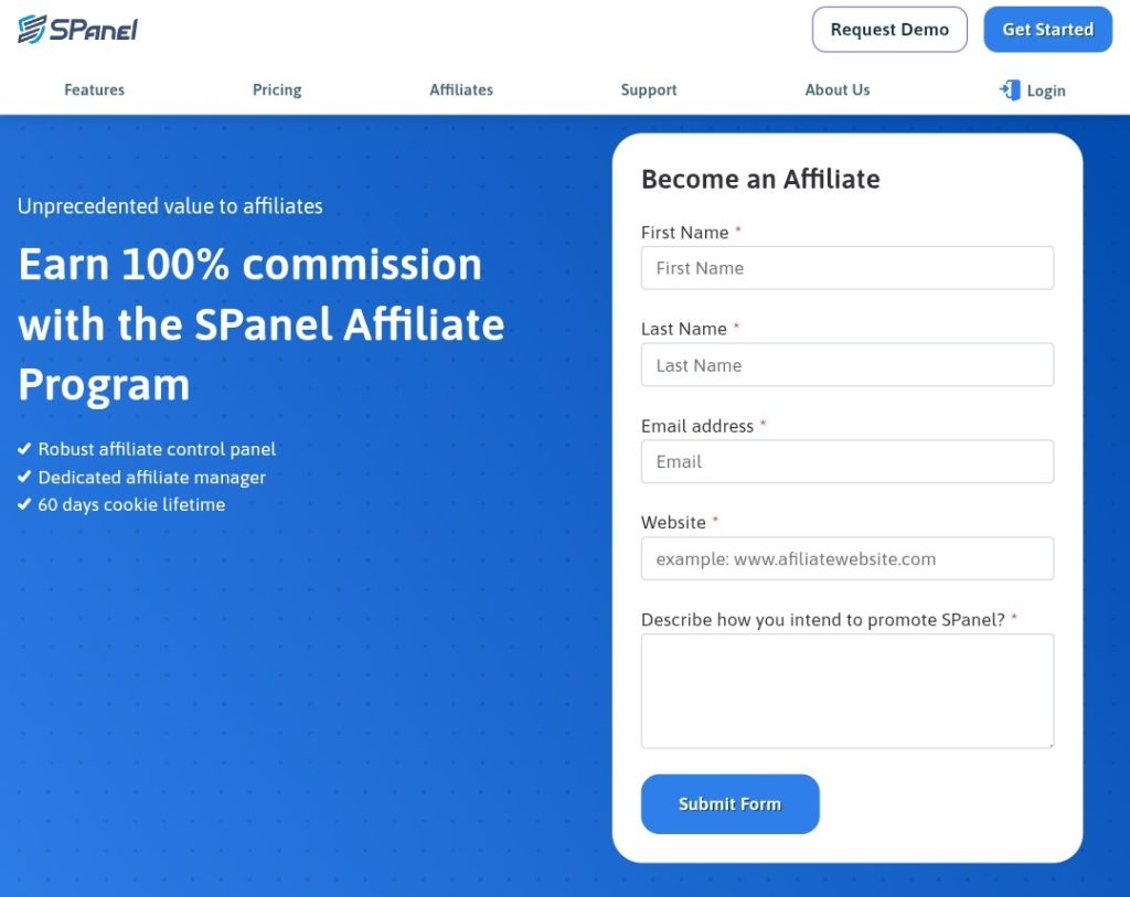 Earn Money with SPanel Affiliate Program Its 100% Commission for 3 months